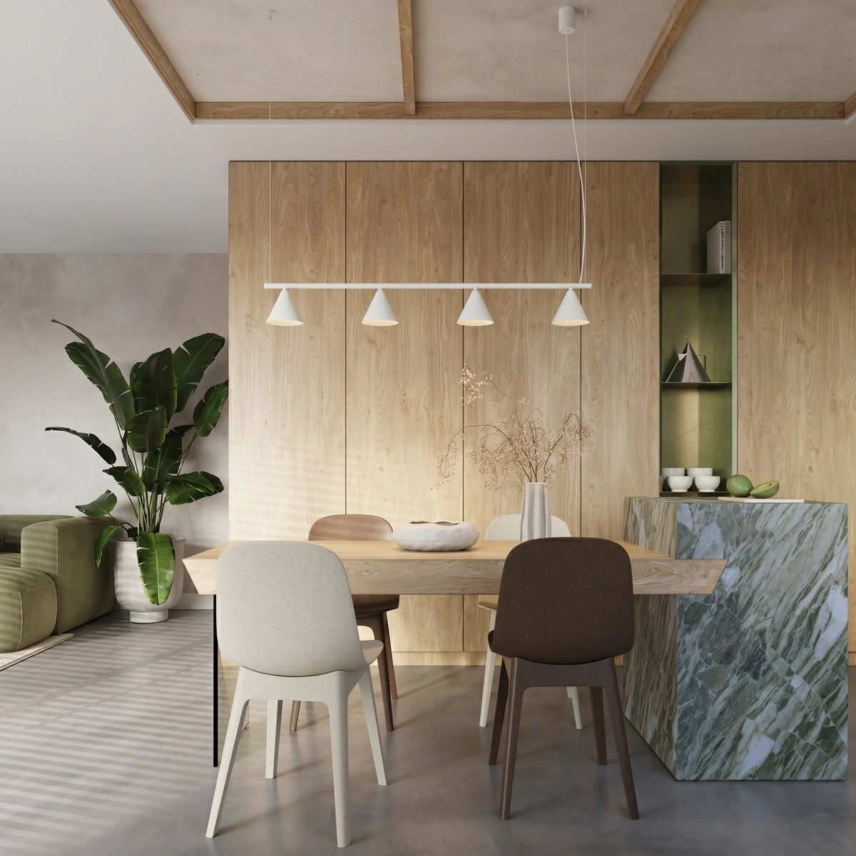 
Design Pendellampe „Nox“ 4-flammig - Weiss