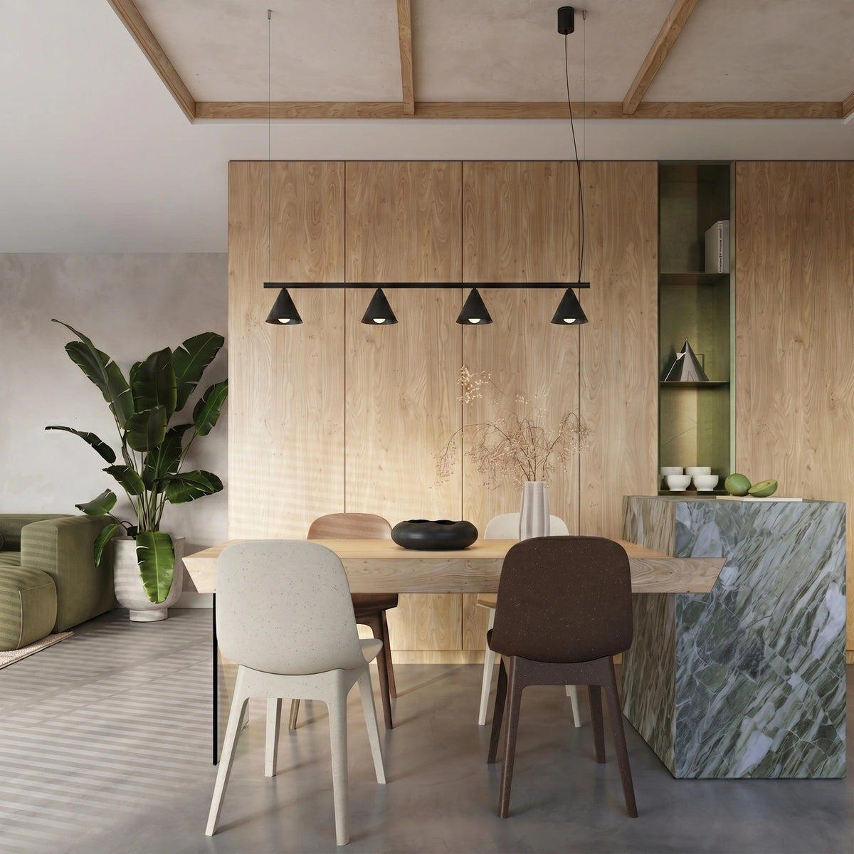 
Lampada a sospensione di design „Nox“ a 4 luci - Nero