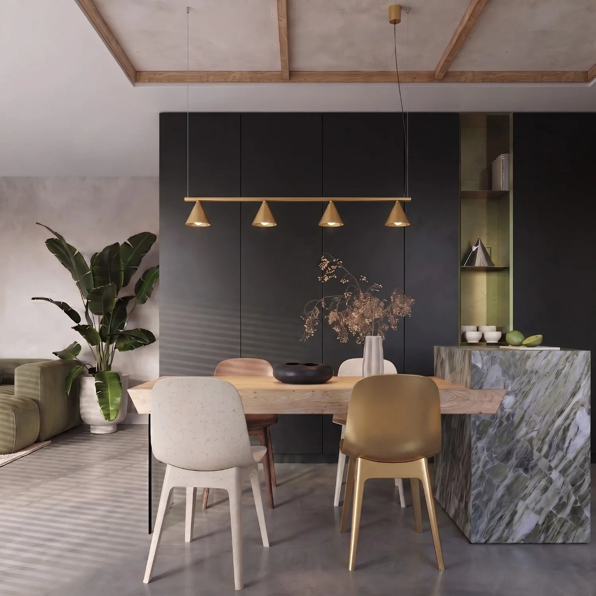 
Lampada a sospensione di design „Nox“ a 4 luci - Oro
