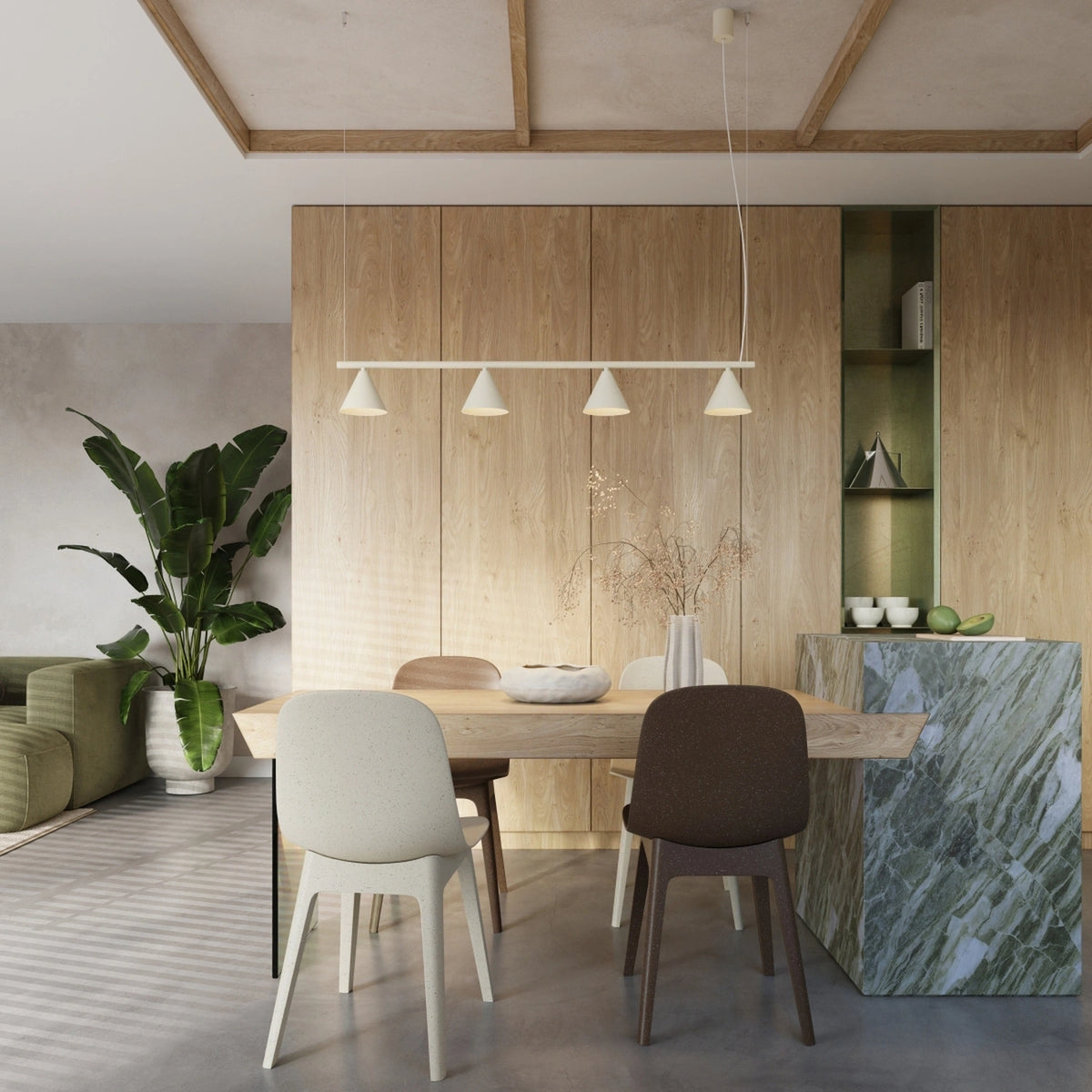 
Design Pendellampe „Nox“ 4-flammig - Beige