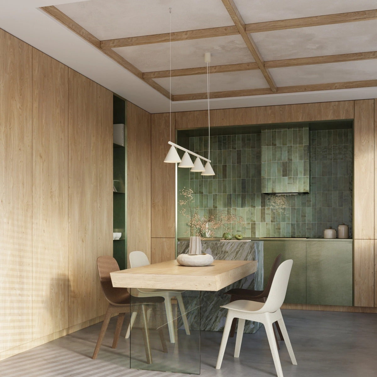 
Lampada a sospensione di design „Nox“ a 4 luci - Beige