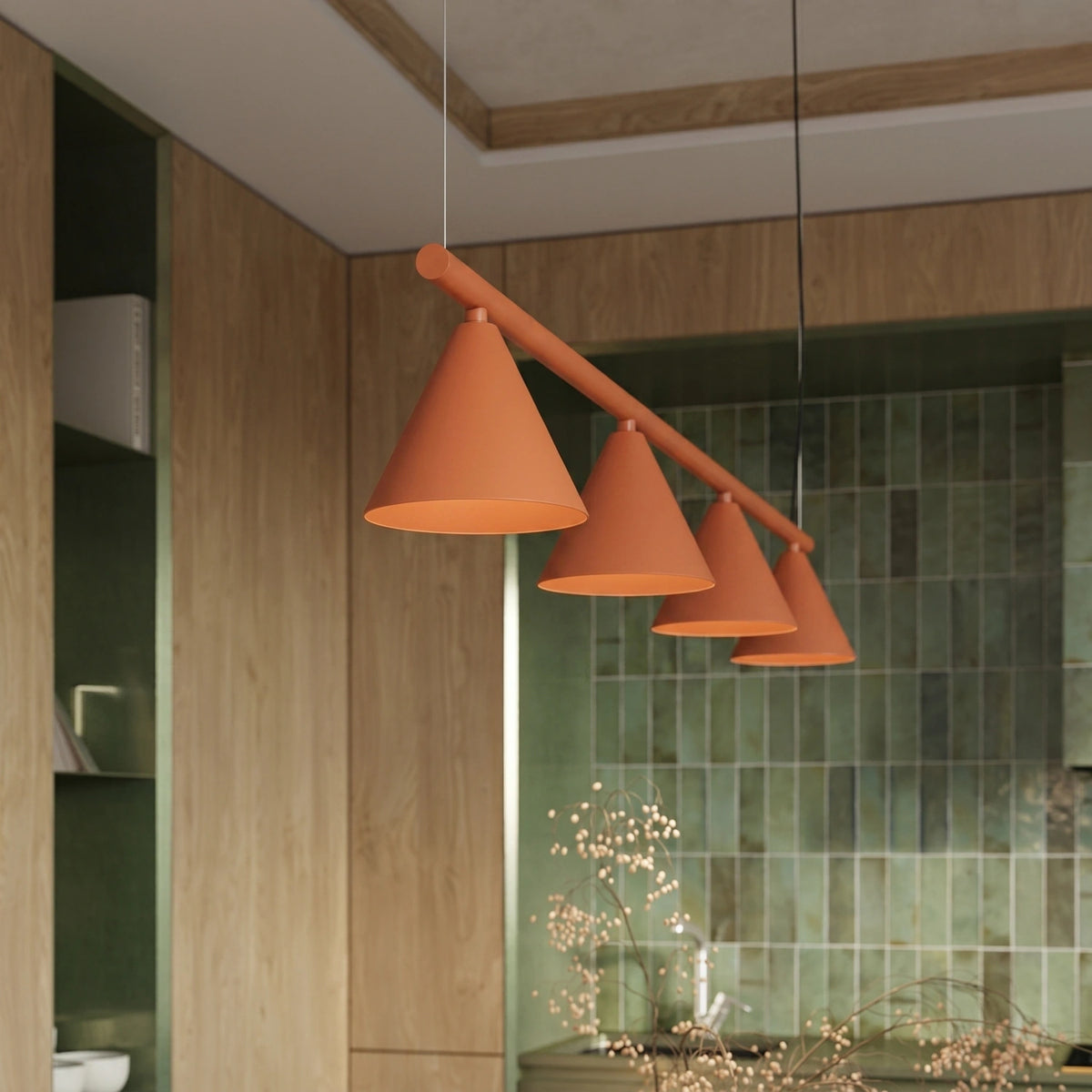 
Lampada a sospensione di design „Nox“ a 4 luci - Rosso ocra