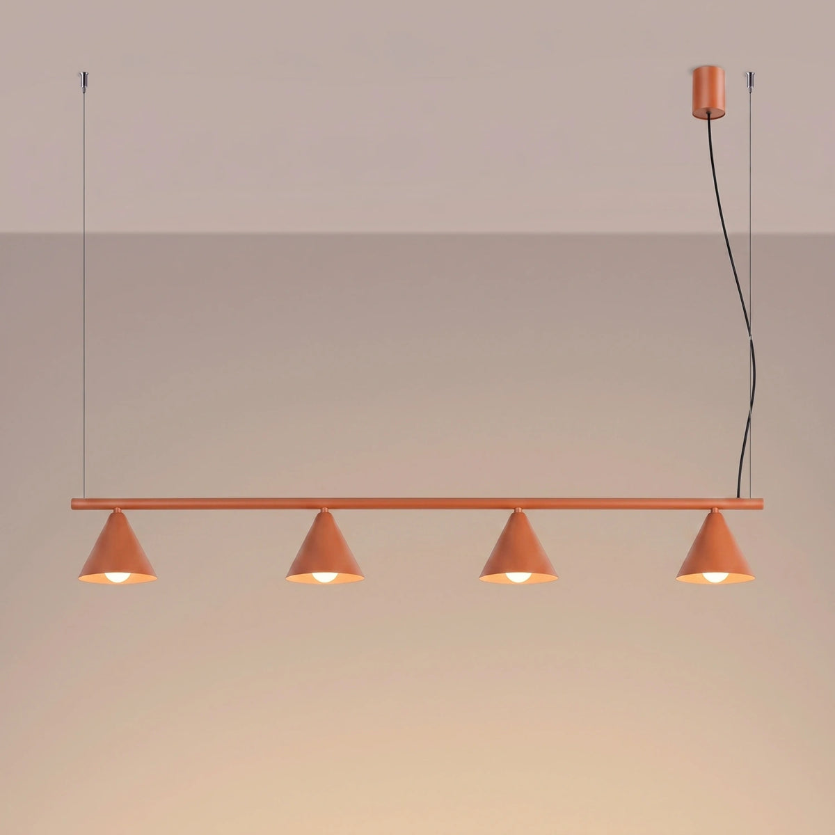 
Lampada a sospensione di design „Nox“ a 4 luci - Rosso ocra