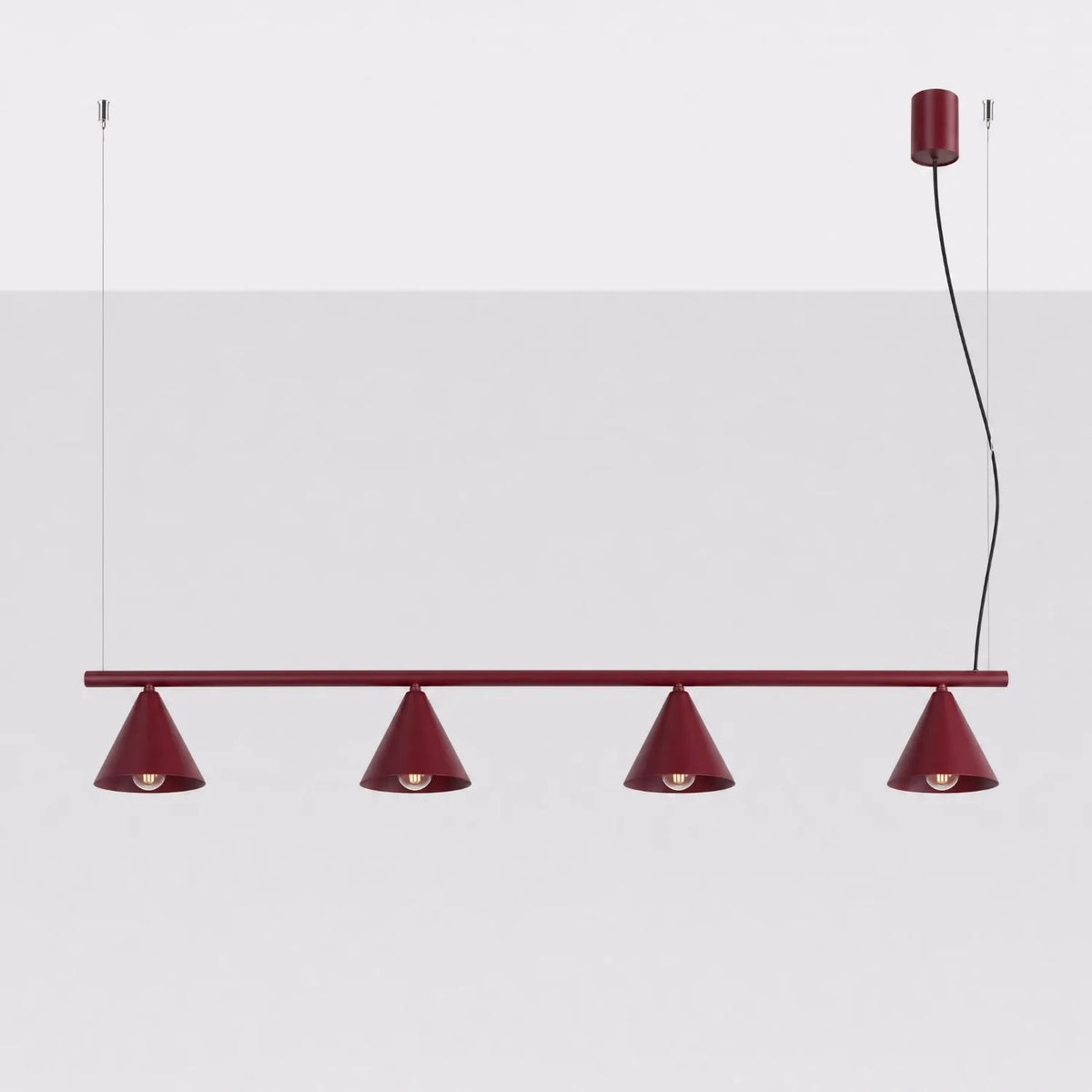 
Lampada a sospensione di design „Nox“ a 4 luci - Rosso bordeaux