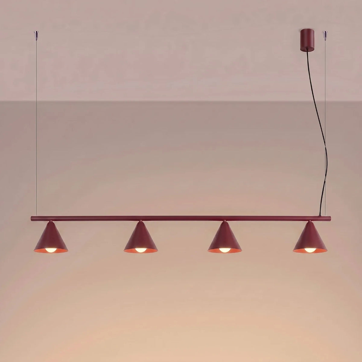 
Lampada a sospensione di design „Nox“ a 4 luci - Rosso bordeaux