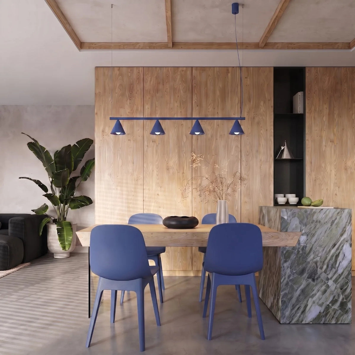
Design Pendellampe „Nox“ 4-flammig - Ultramarin