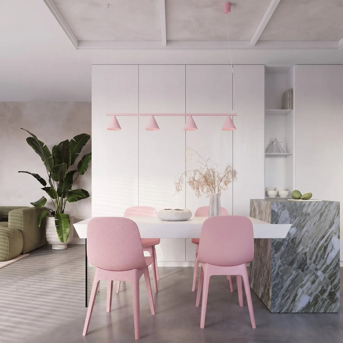 
Design Pendellampe „Nox“ 4-flammig - Rosa