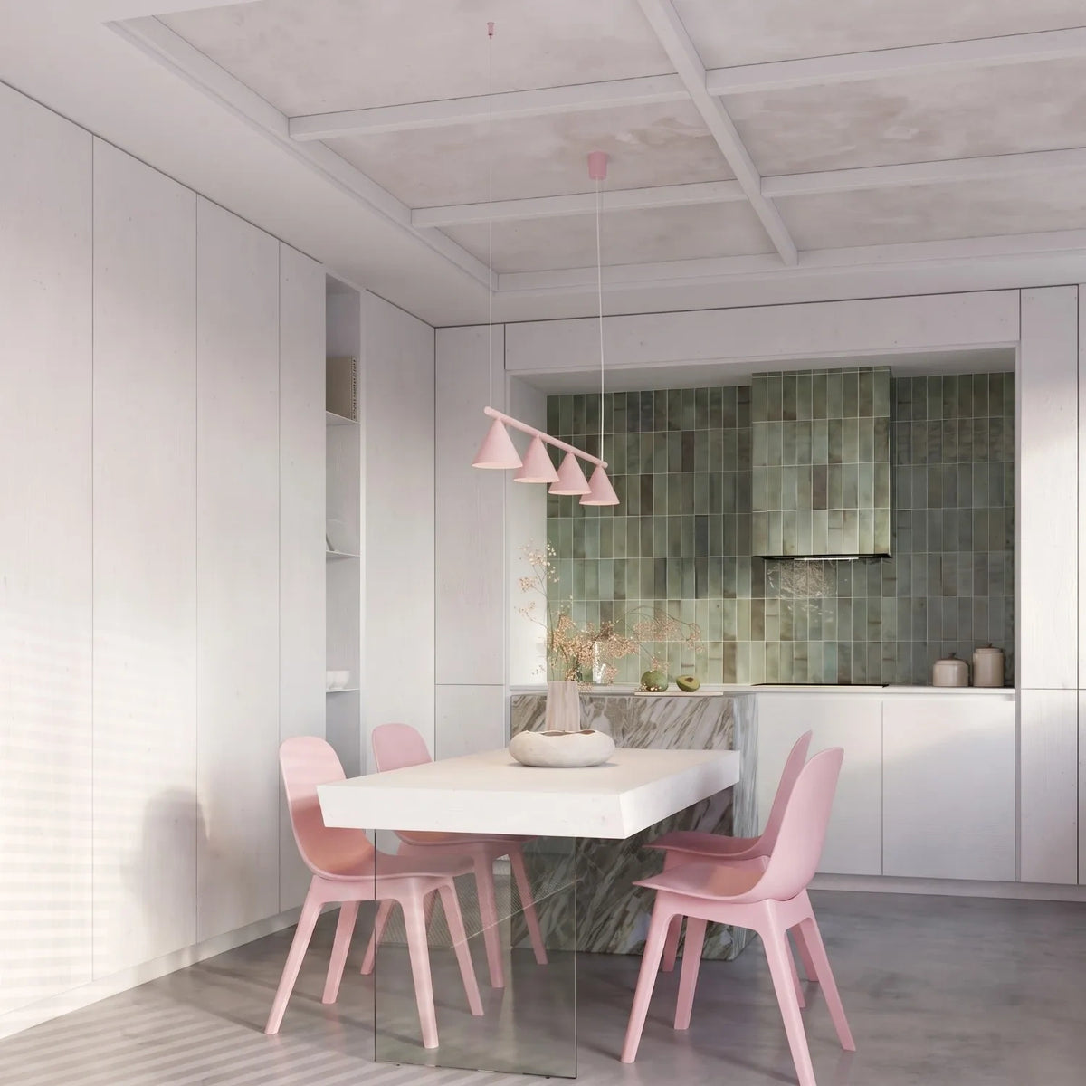 
Lampada a sospensione di design „Nox“ a 4 luci - Rosa