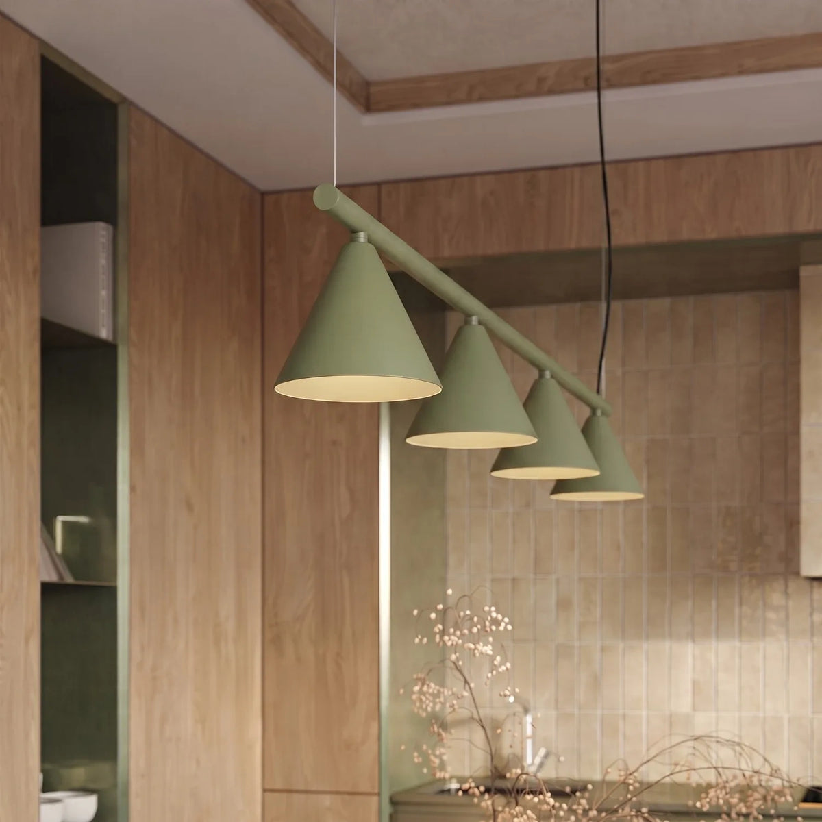 
Lampada a sospensione di design „Nox“ a 4 luci - Verde salvia