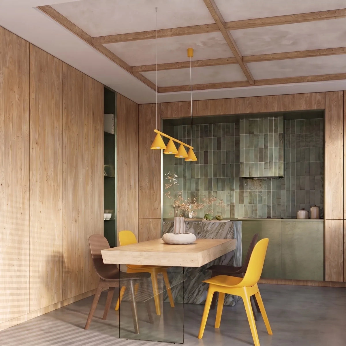 
Lampada a sospensione di design „Nox“ a 4 luci - Giallo