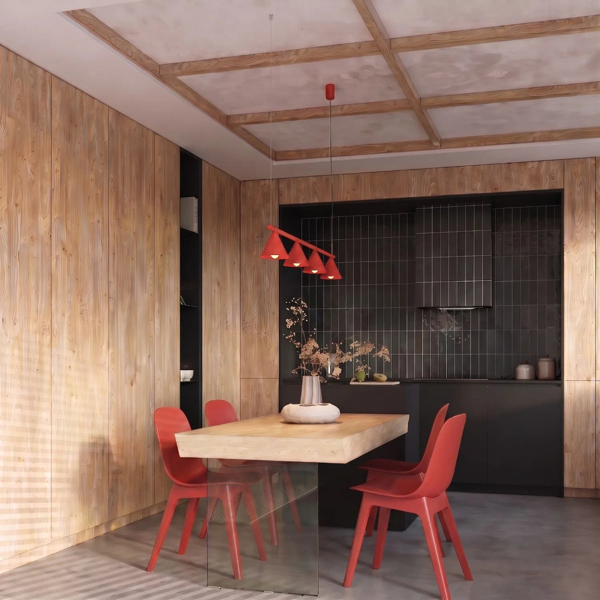 
Lampada a sospensione di design „Nox“ a 4 luci - Rosso