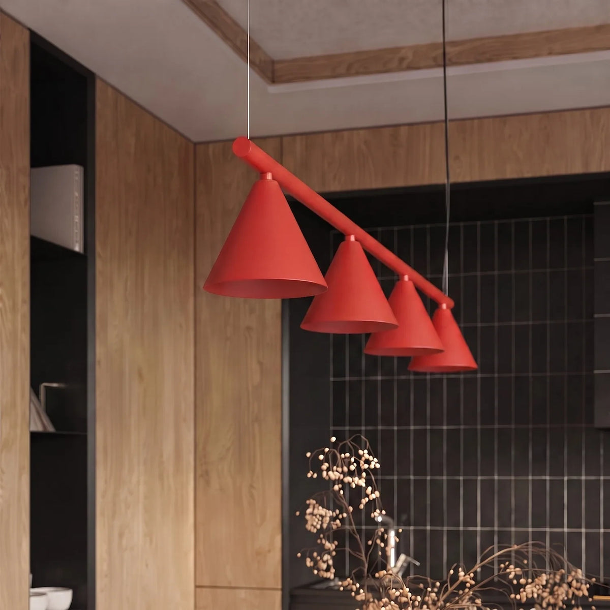 
Lampada a sospensione di design „Nox“ a 4 luci - Rosso