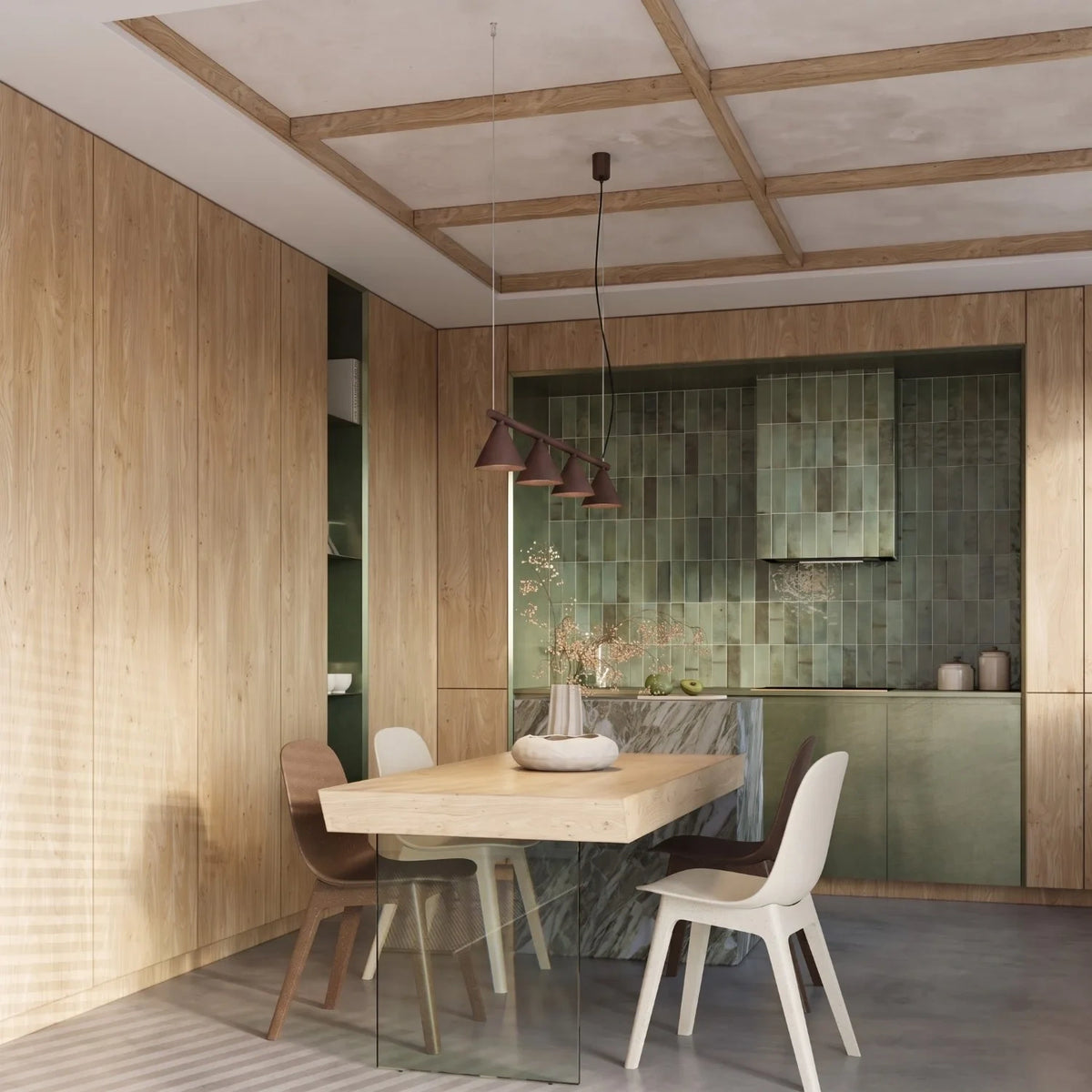
Lampada a sospensione di design „Nox“ a 4 luci - Braun