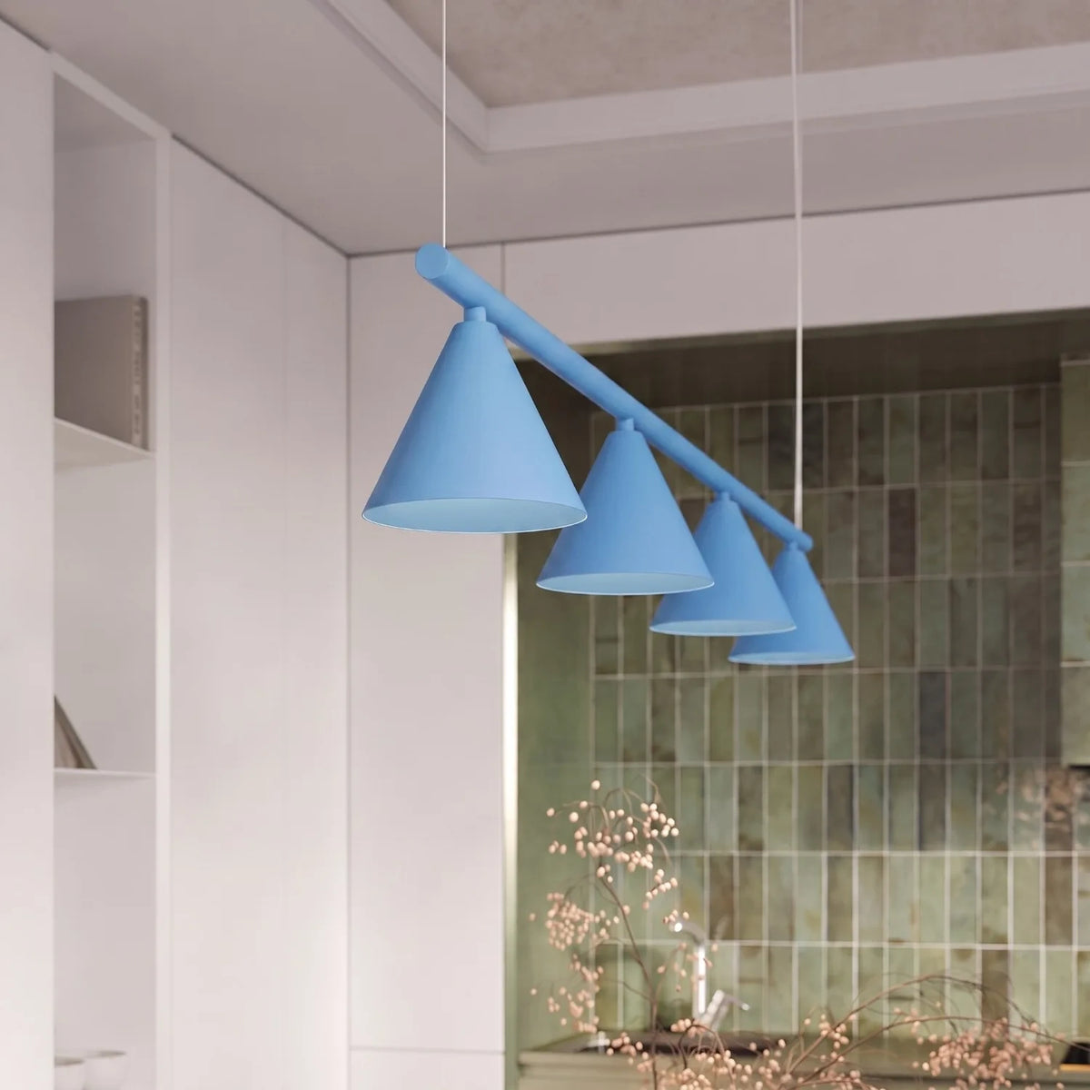 
Lampada a sospensione di design „Nox“ a 4 luci - Azzurro chiaro