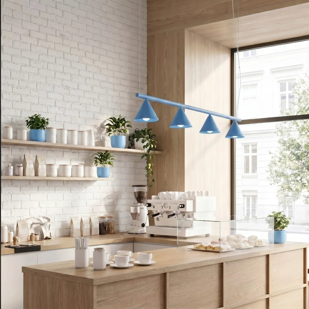 
Lampada a sospensione di design „Nox“ a 4 luci - Azzurro chiaro