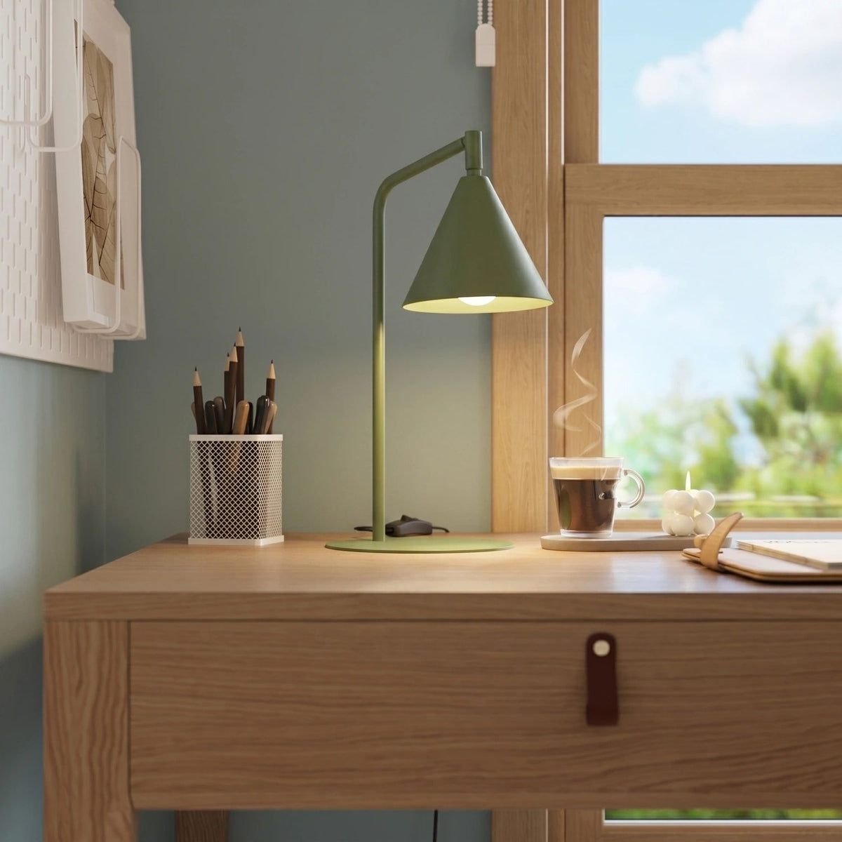 
Design Tischlampe „Nox“ - Olivgrün