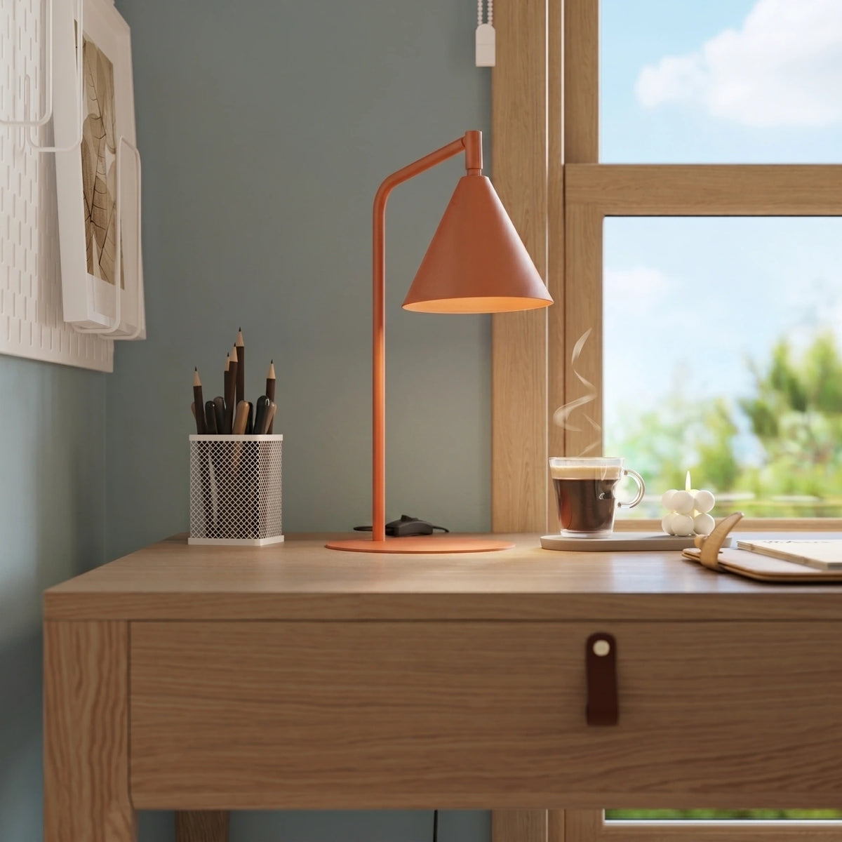 
Design Tischlampe „Nox“ - Ockerrot