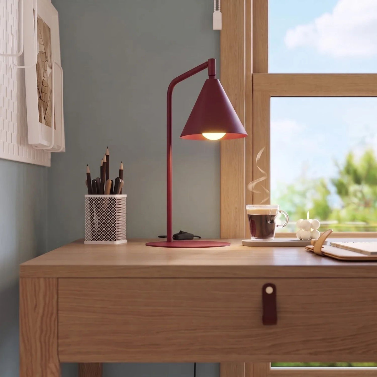 
Design Tischlampe „Nox“ - Burgundrot