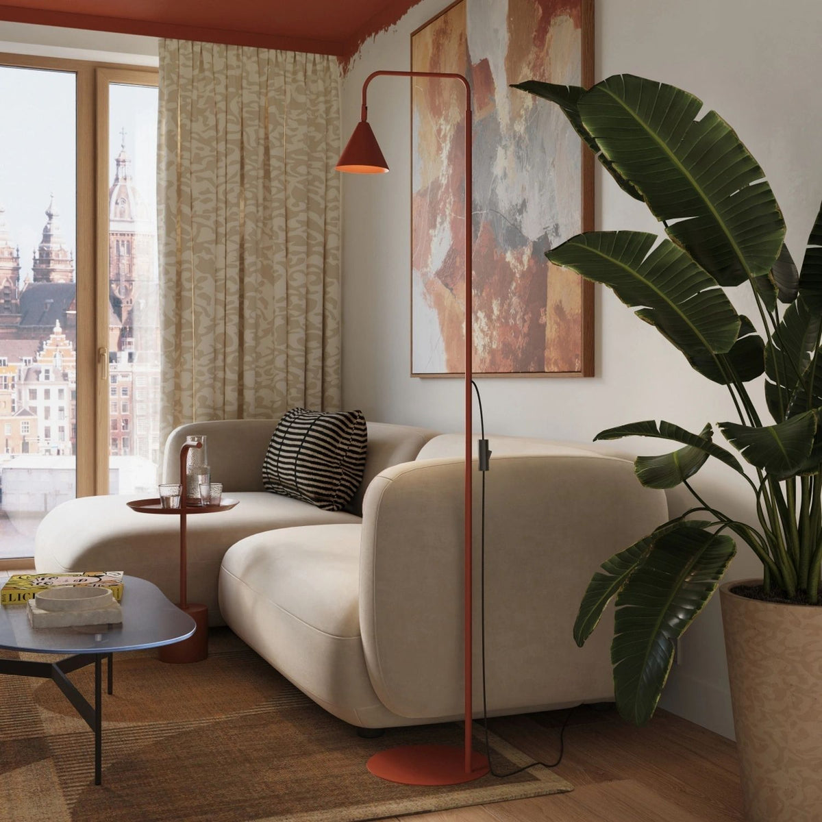 
Design Stehlampe „Nox“ - Ockerrot