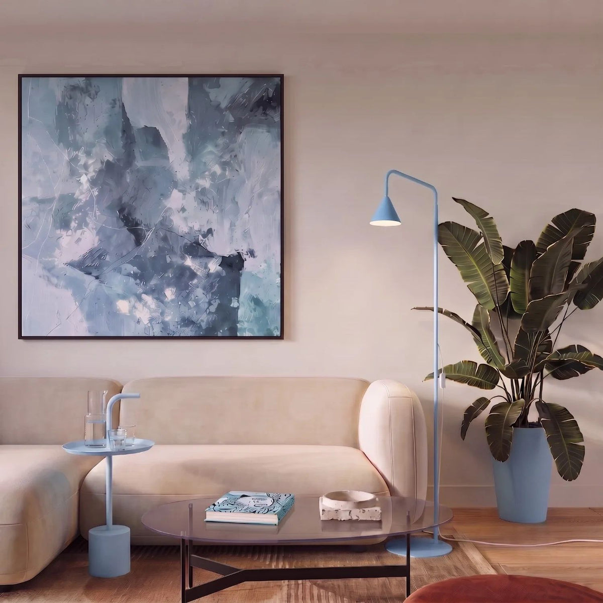 
Design Stehlampe „Nox“ - Hellblau