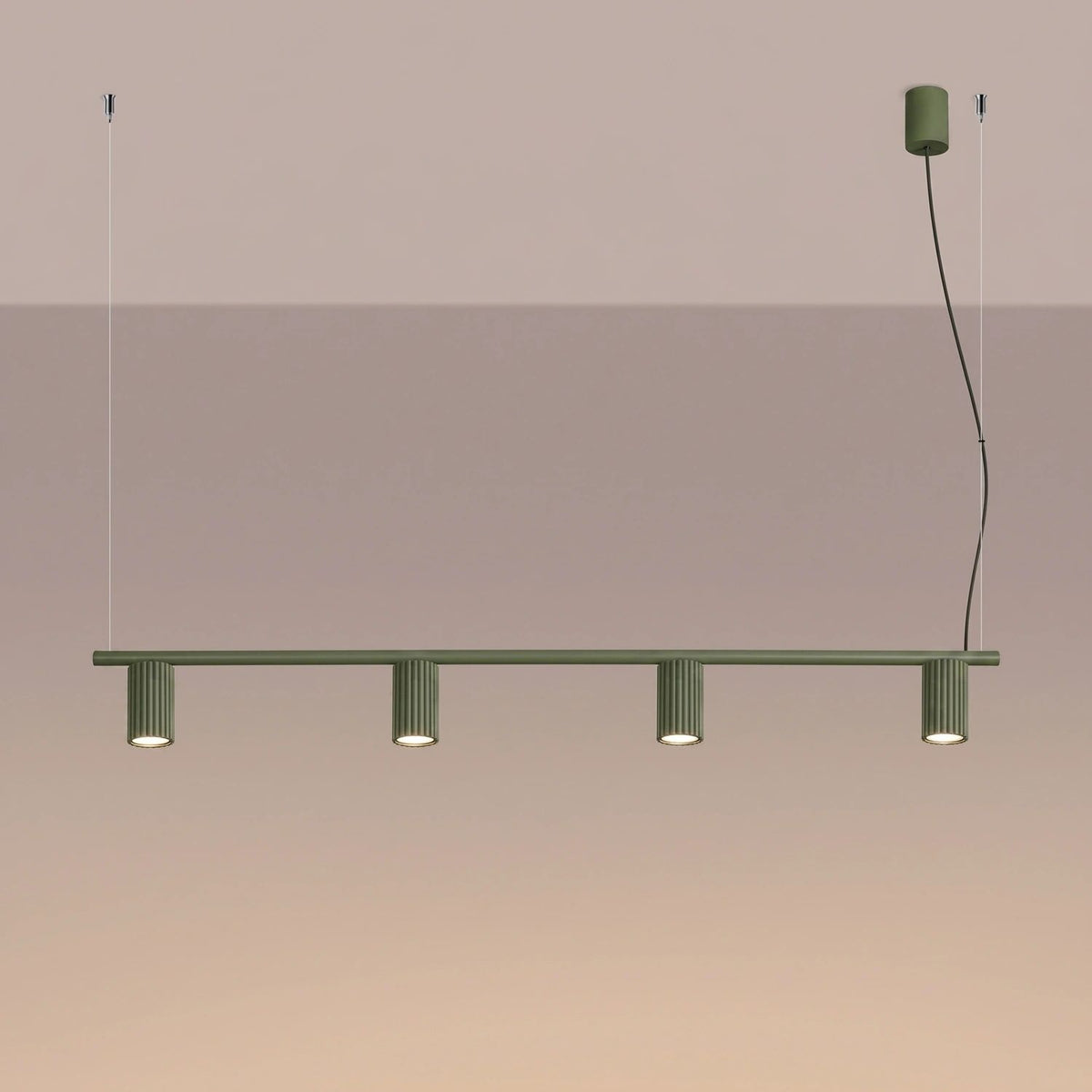 
Design Hängelampe „Karbon“ 4-flammig - Olivgrün
