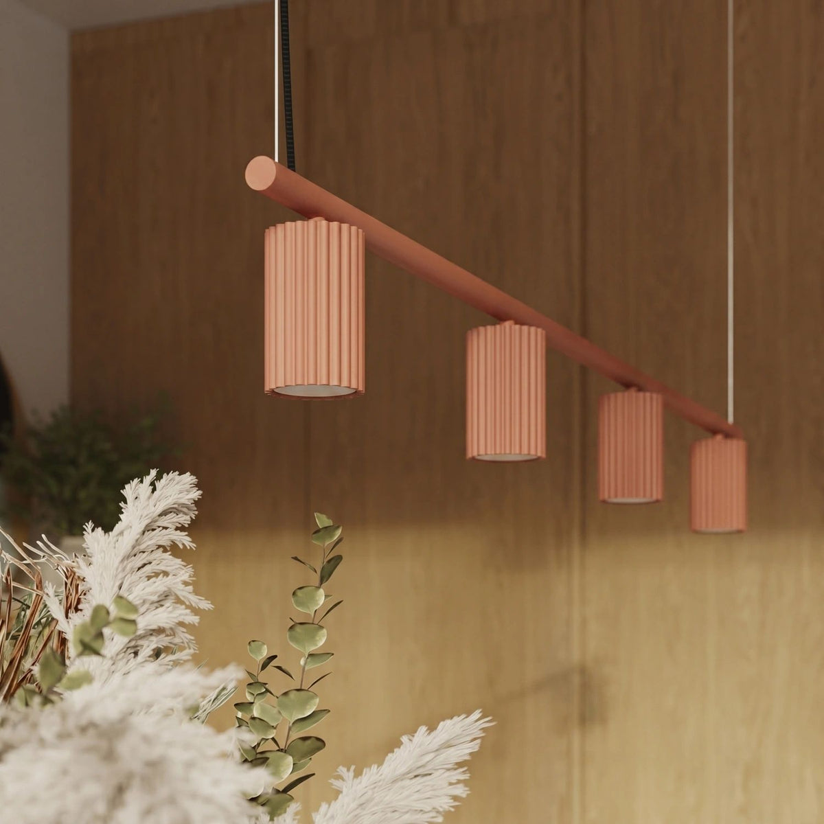 
Design Hängelampe „Karbon“ 4-flammig - Ockerrot