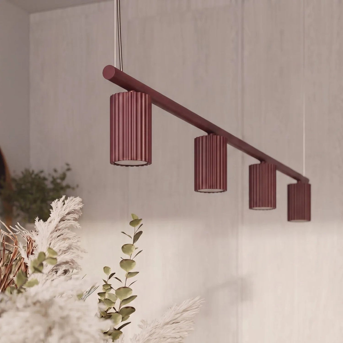 
Design Hängelampe „Karbon“ 4-flammig - Burgundrot