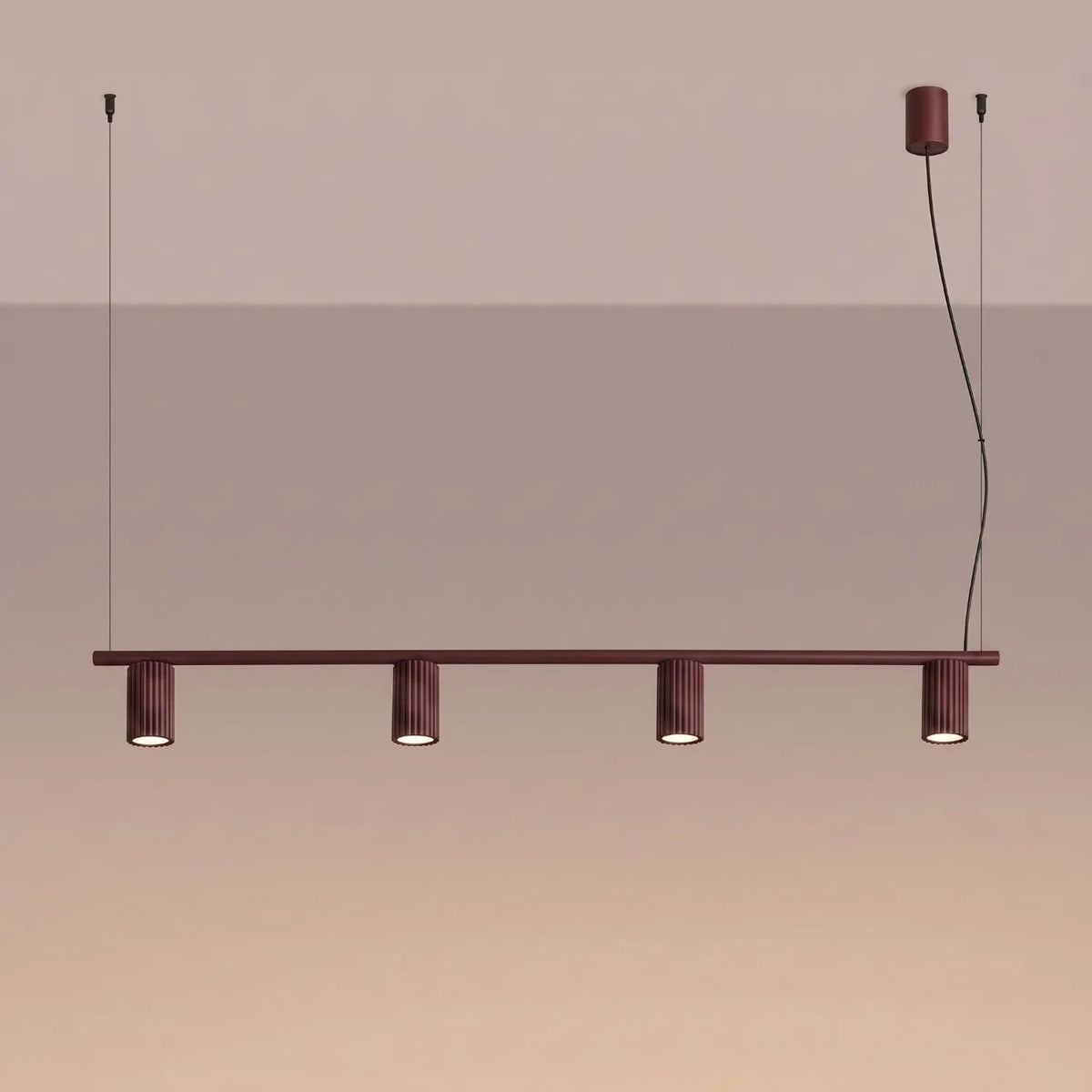 
Design Hängelampe „Karbon“ 4-flammig - Burgundrot
