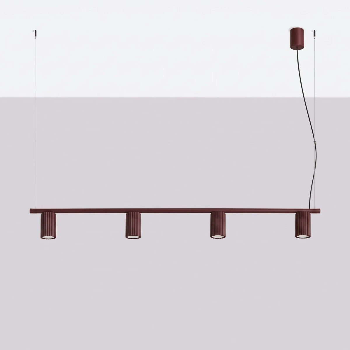 
Design Hängelampe „Karbon“ 4-flammig - Burgundrot