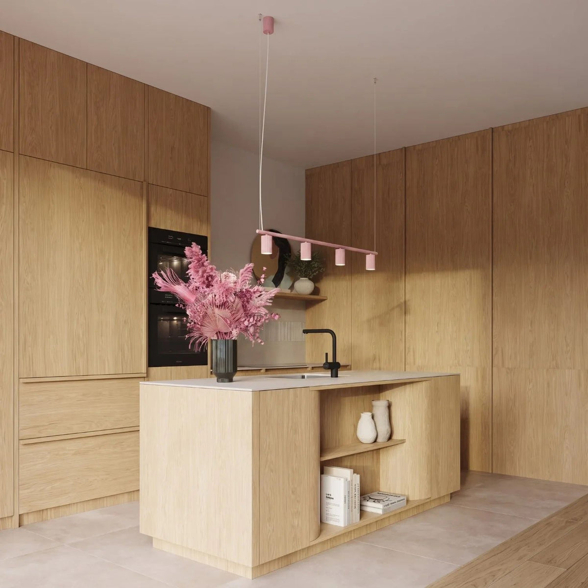 
Design Hängelampe „Karbon“ 4-flammig - Rosa