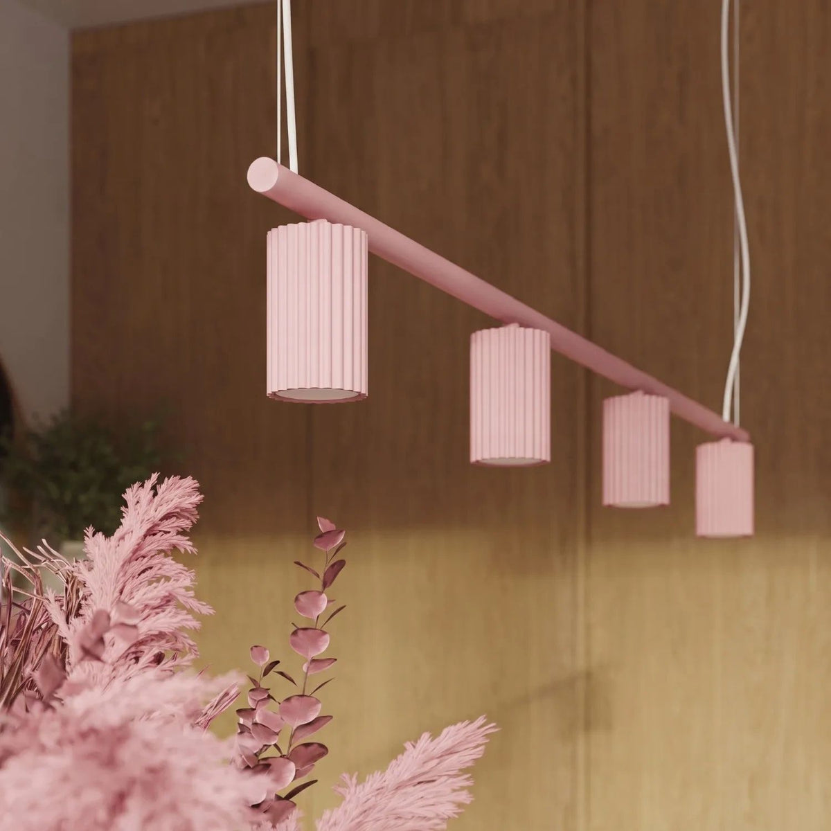 
Design Hängelampe „Karbon“ 4-flammig - Rosa