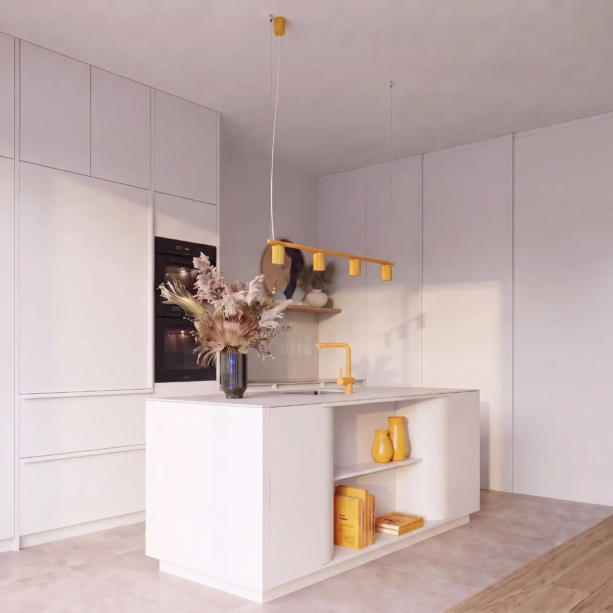 
Lampada a sospensione di design «Karbon» a 4 luci - Giallo