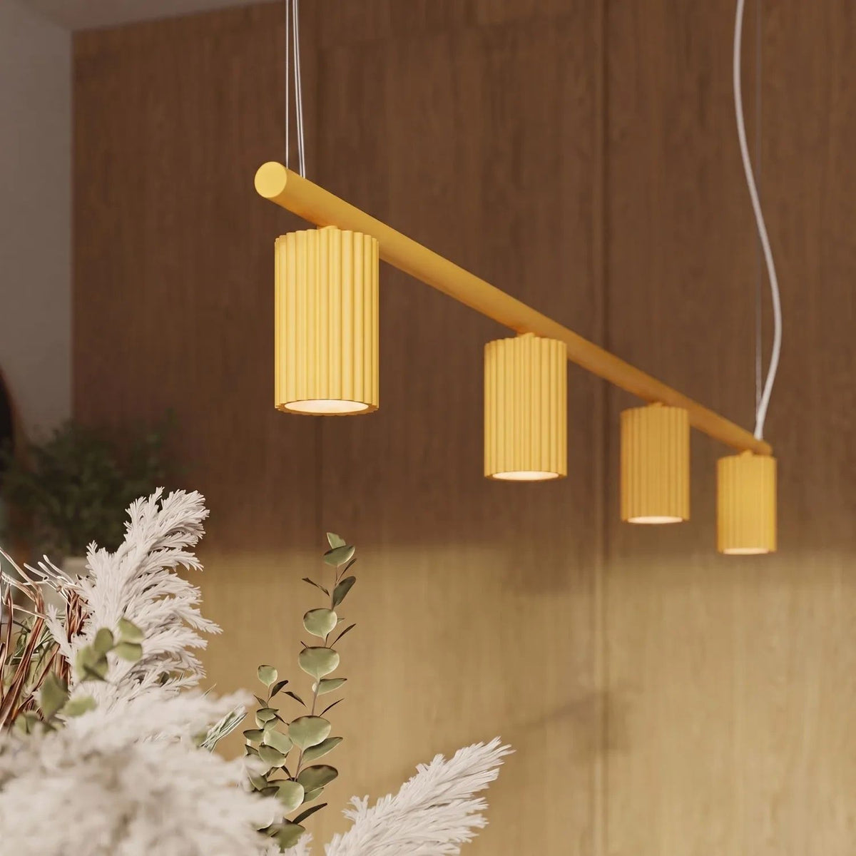 
Lampada a sospensione di design «Karbon» a 4 luci - Giallo
