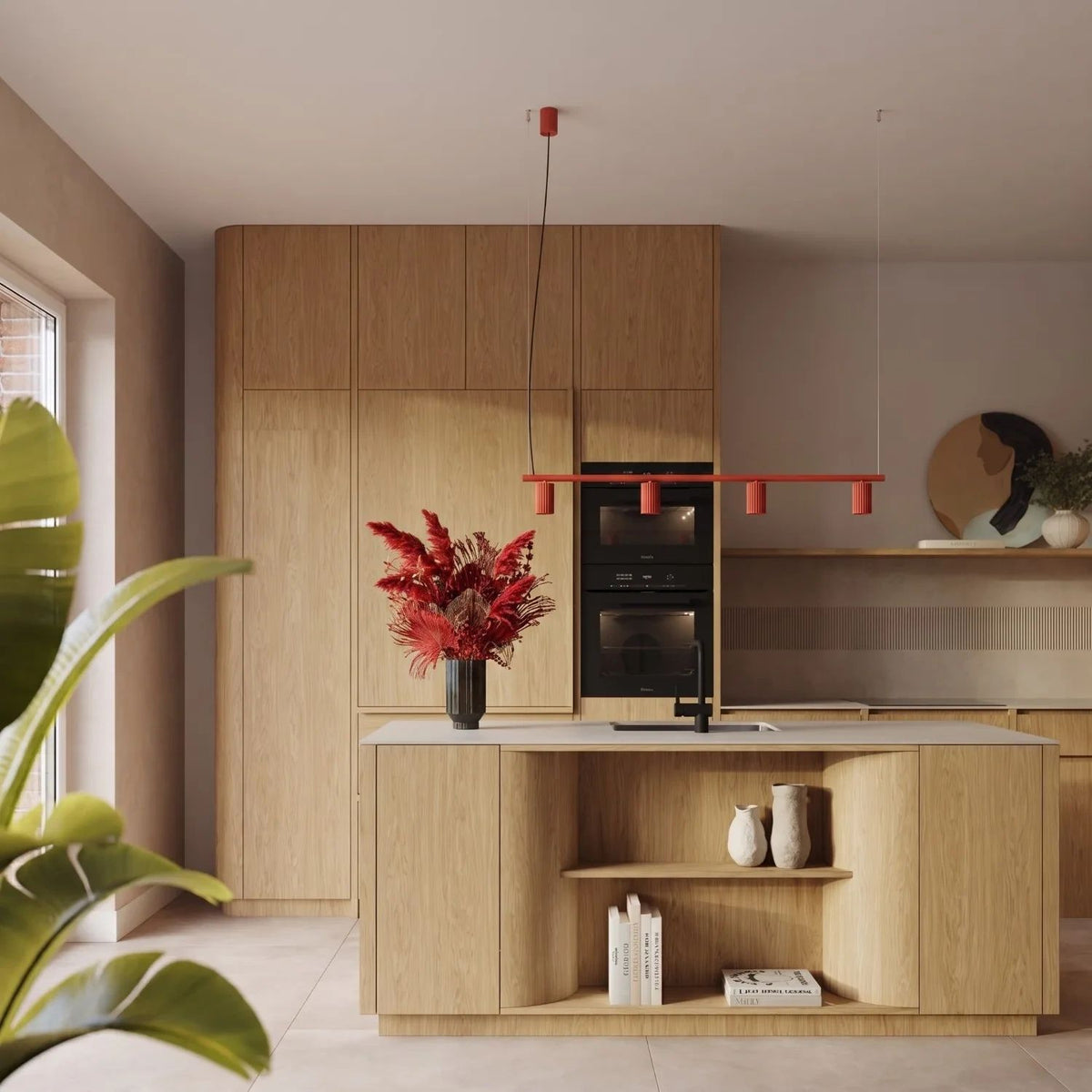
Design Hängelampe „Karbon“ 4-flammig - Rot