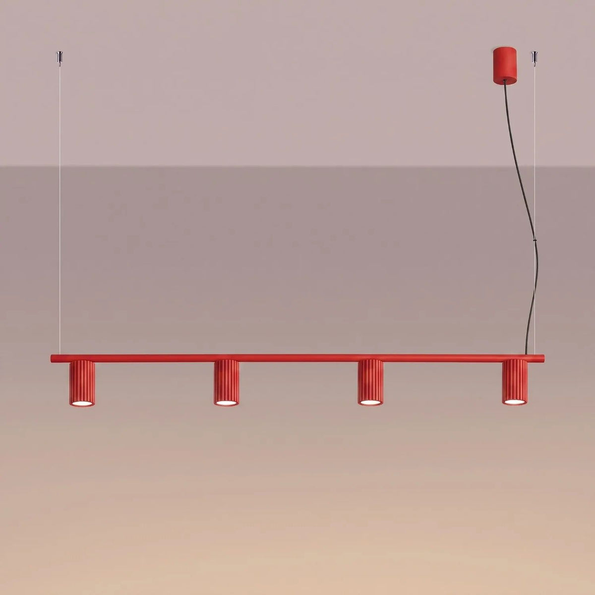 
Design Hängelampe „Karbon“ 4-flammig - Rot