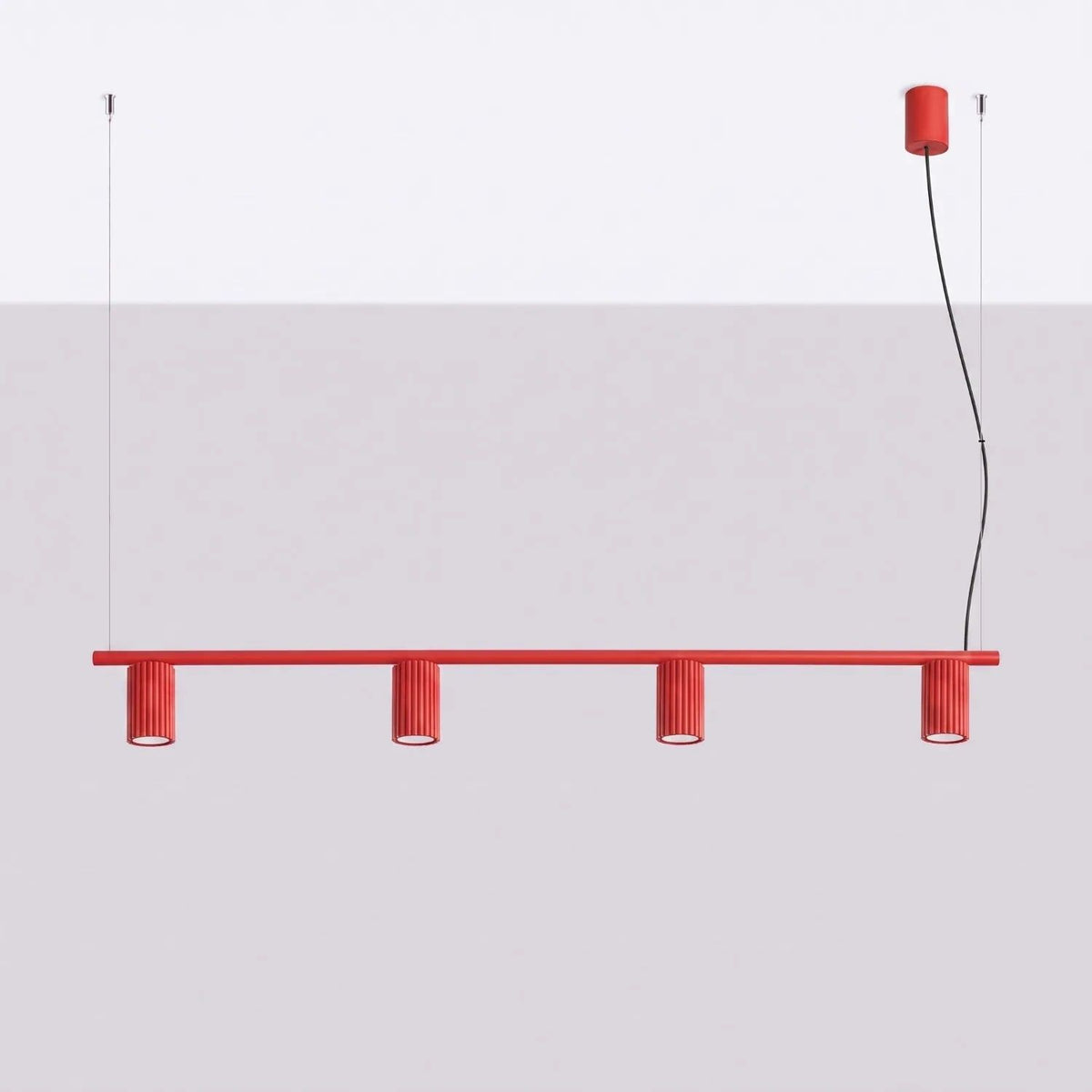 
Design Hängelampe „Karbon“ 4-flammig - Rot