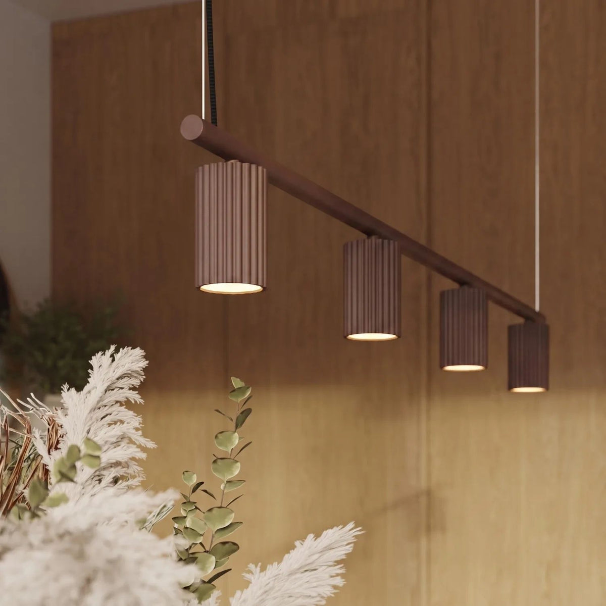 
Design Hängelampe „Karbon“ 4-flammig - Braun