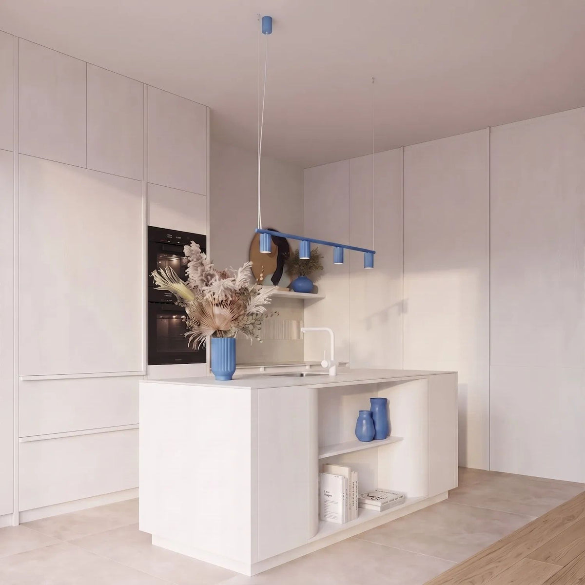 
Lampada a sospensione di design «Karbon» a 4 luci - Azzurro chiaro