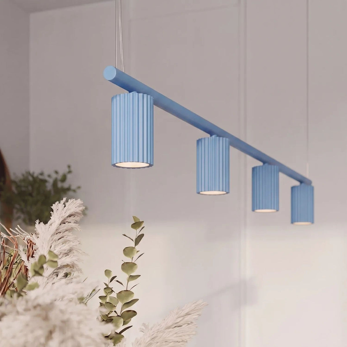 
Lampada a sospensione di design «Karbon» a 4 luci - Azzurro chiaro