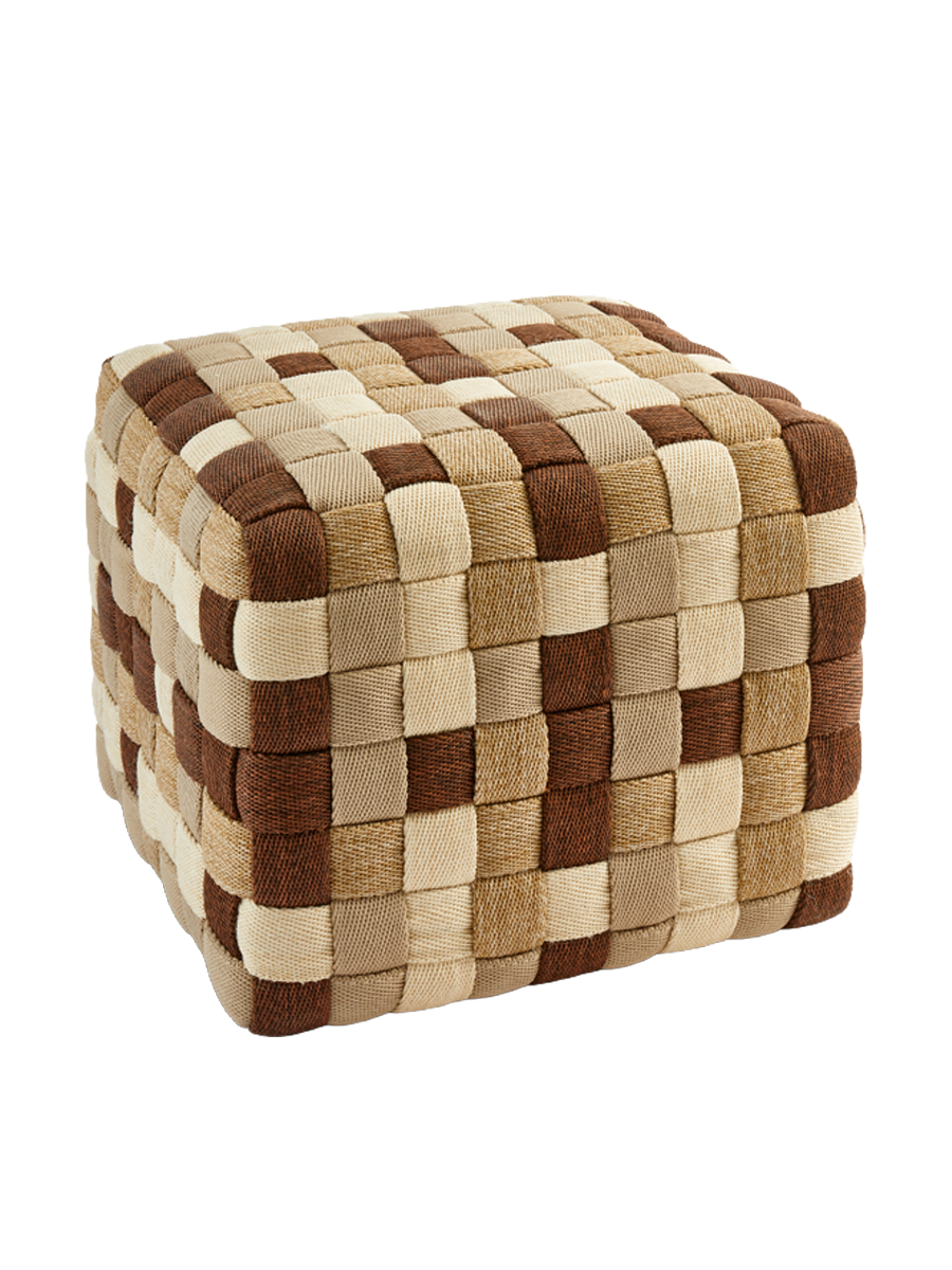 
Hand-braided Indoor/Outdoor Design Seat Pouf "Braided" - 40 x 40 x height 32 cm