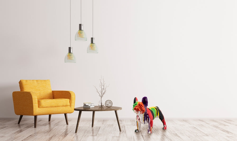 
Scultura di design realizzata a mano «Bulldog colorato» 41 x 25 cm