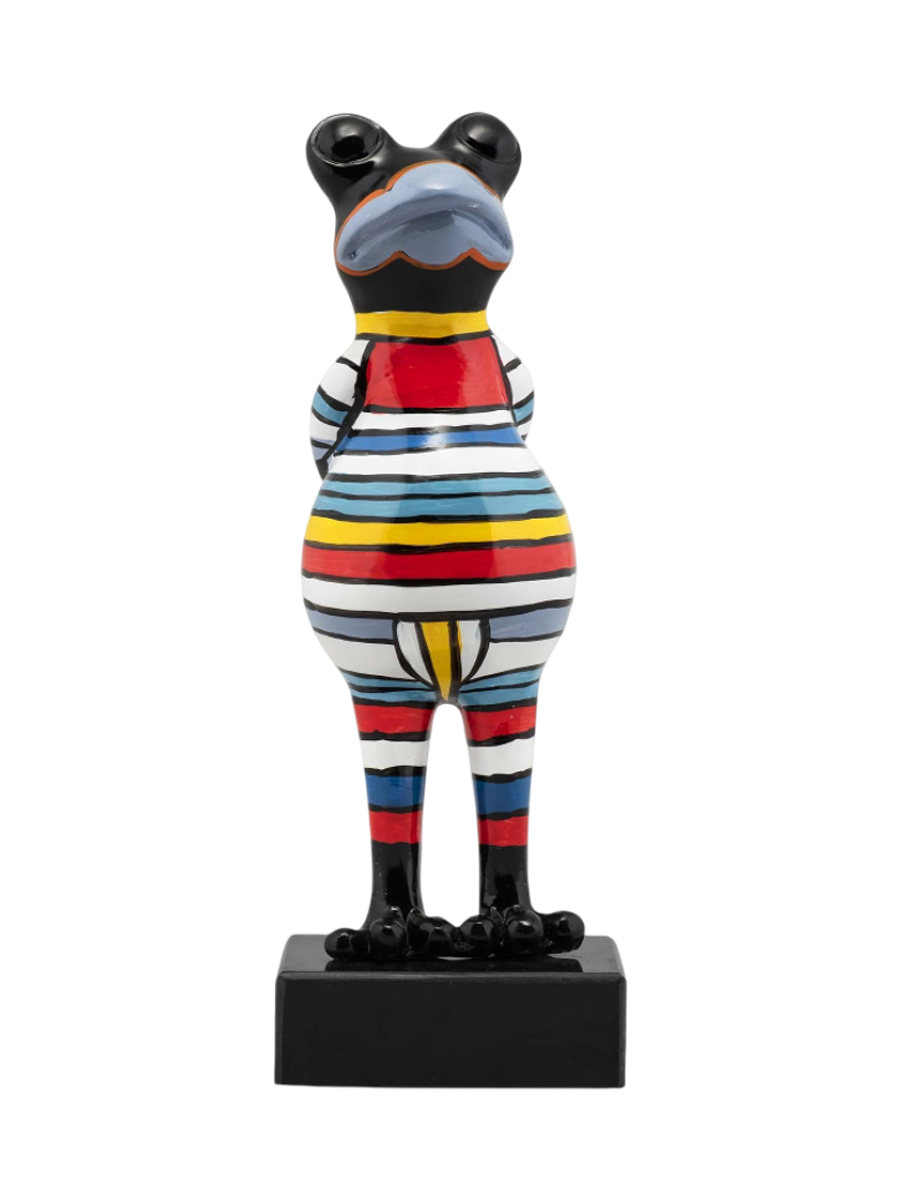 
Scultura di design realizzata a mano «Rana a strisce» 34 x 12 cm