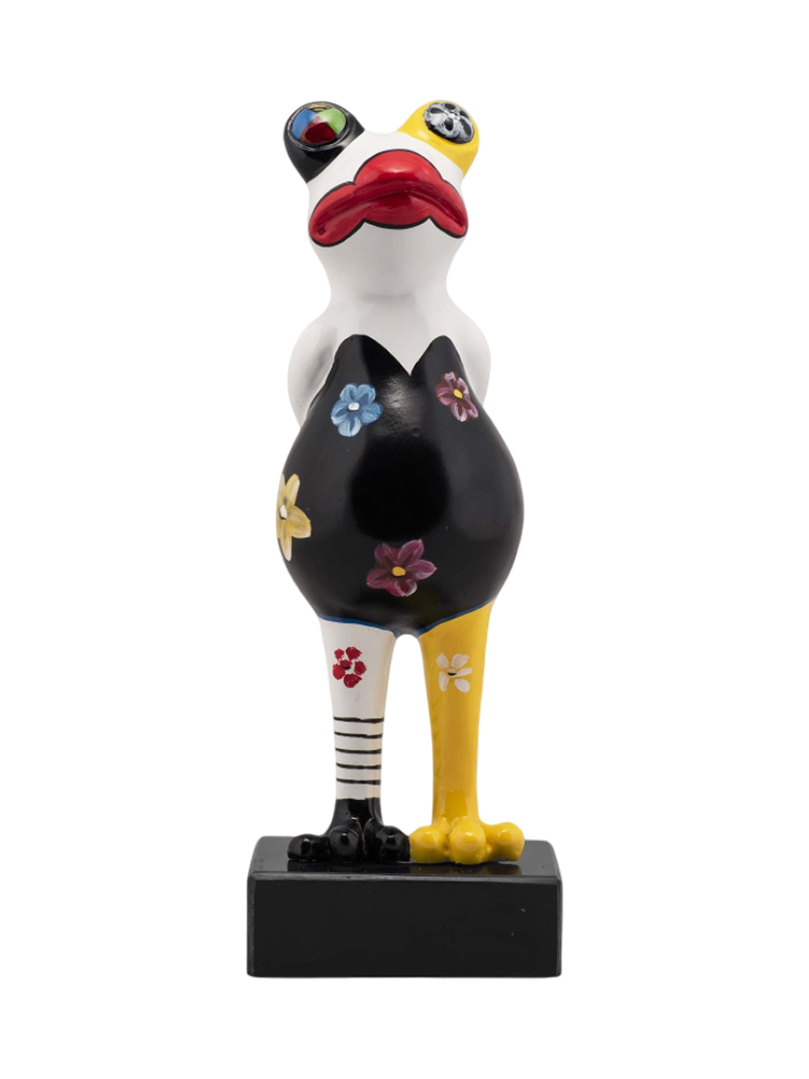 
Scultura di design realizzata a mano «Ragazza rana con fiori» 34 x 12 cm