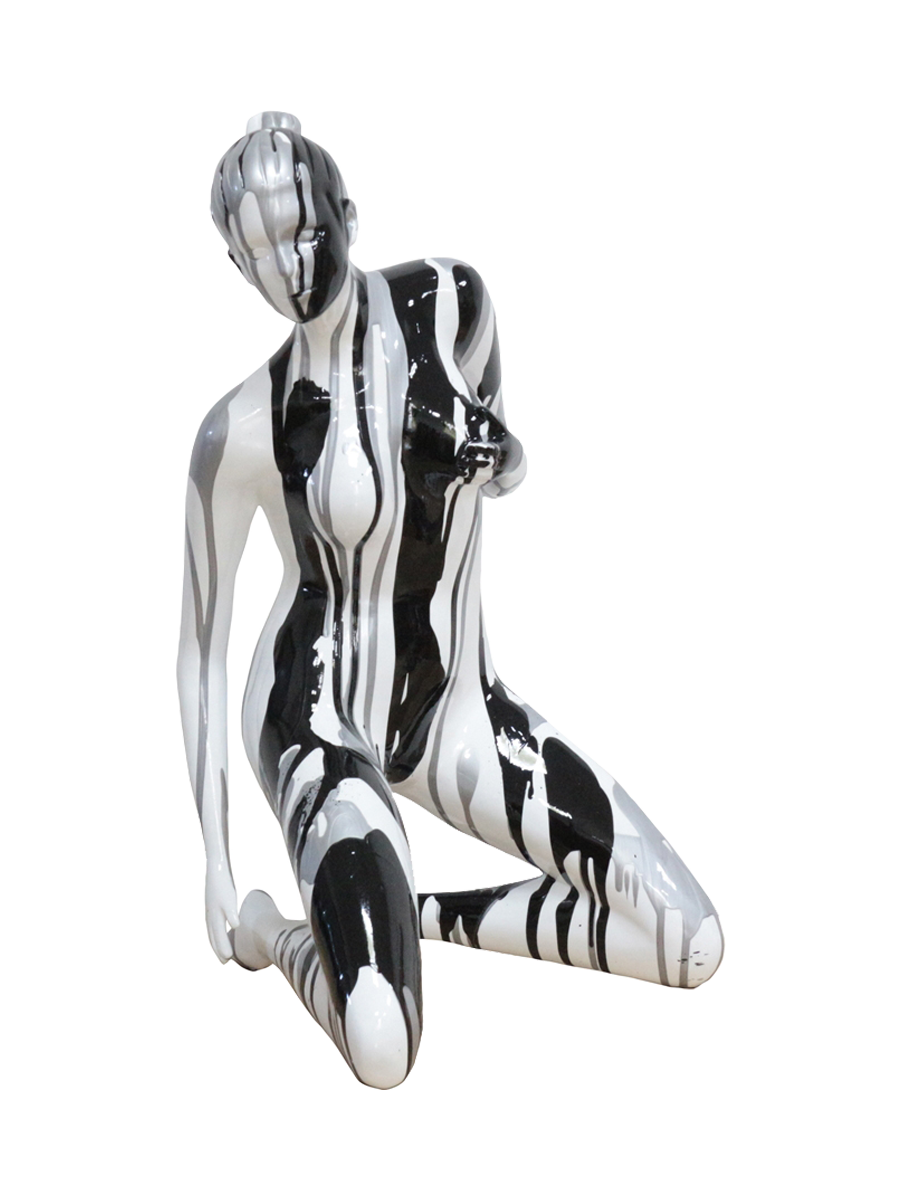 
Scultura di design realizzata a mano «Nudo in argento e nero» 58 x 28 cm