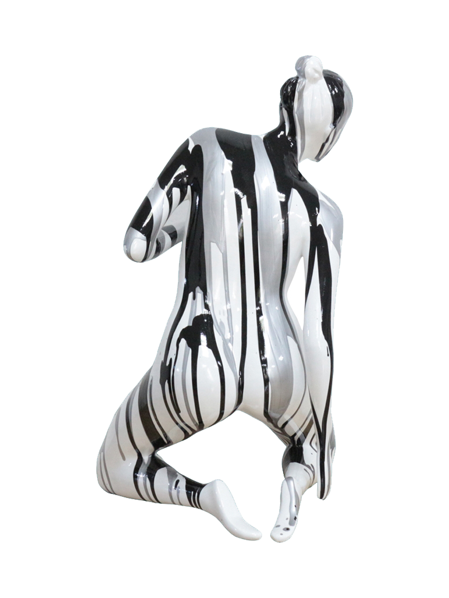 
Scultura di design realizzata a mano «Nudo in argento e nero» 58 x 28 cm