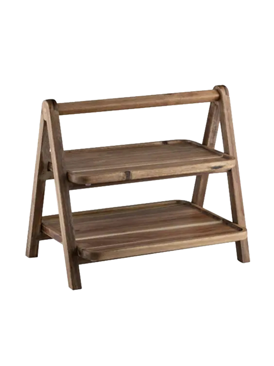 
Tour de service à deux étages en bois d'acacia de qualité supérieure « Gather »