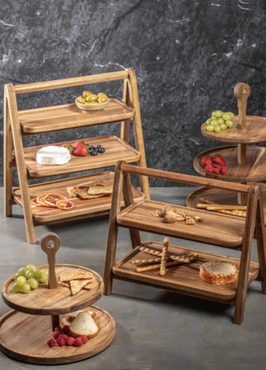 
Tour de service à deux étages en bois d'acacia de qualité supérieure « Gather »