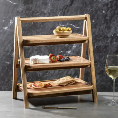 
Tour de service "Gather" en bois d'acacia de haute qualité, 3 étages