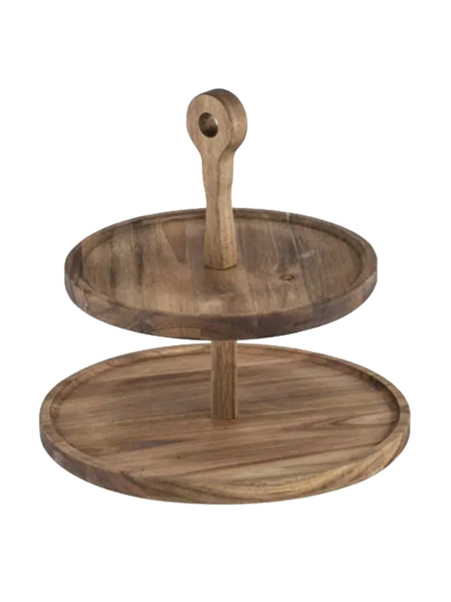 
Présentoir à étages « Gather » en bois d'acacia, 2 niveaux