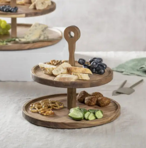 
Présentoir à étages « Gather » en bois d'acacia, 2 niveaux